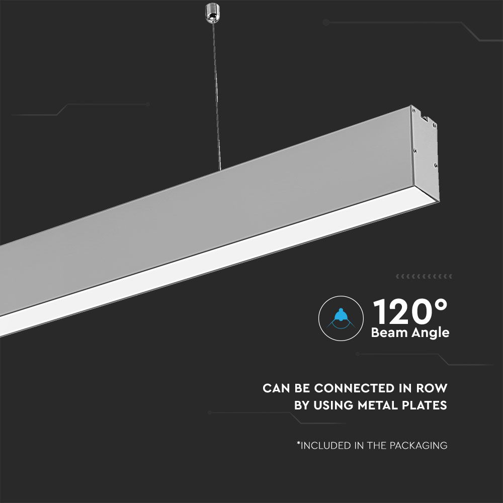 LED Linear Light SAMSUNG CHIP - 40W Hanging Suspension Silver Body 4000K 1200x35x67mm img 2