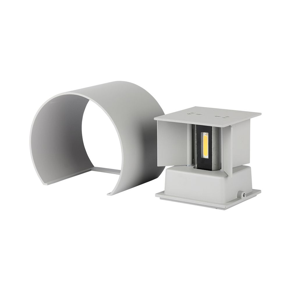 Lampada LED da Muro Arrotondata Doppio LED COB 6W 110LM/W Colore Grigio Satinato Fascio Luminoso Regolabile 4000K IP65 img 2