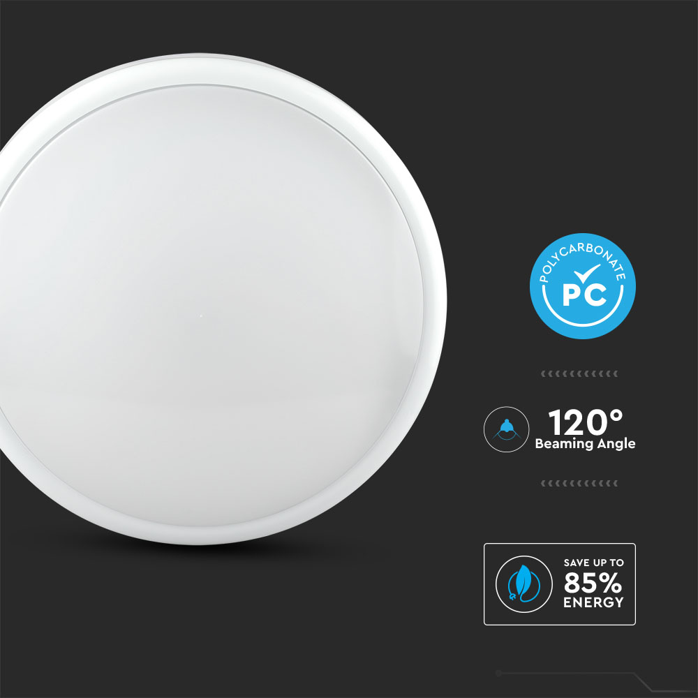 LED Plafoniera SAMSUNG Chip 24W IP65 Sensor IK08 Emergency Battery 3 in 1 White