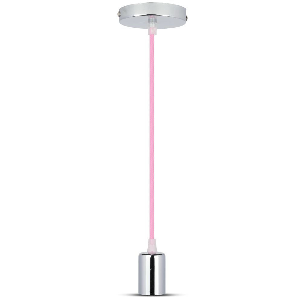 Lampadario con Portalampada Cromo Dome Rosa Chiaro Cavo