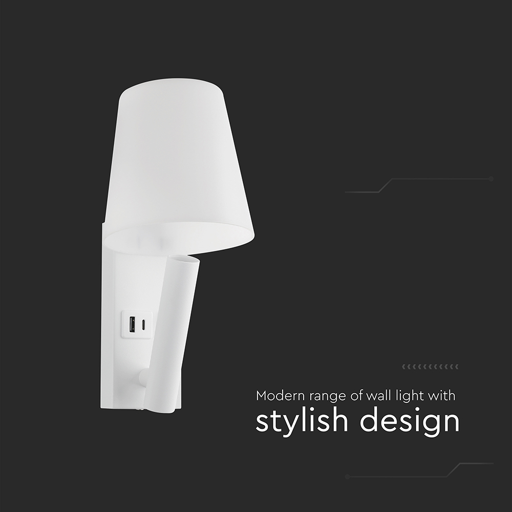 8W LED Bedside Light CREE CHIP Aluminum+PC + Iron White Body IP20 3000K