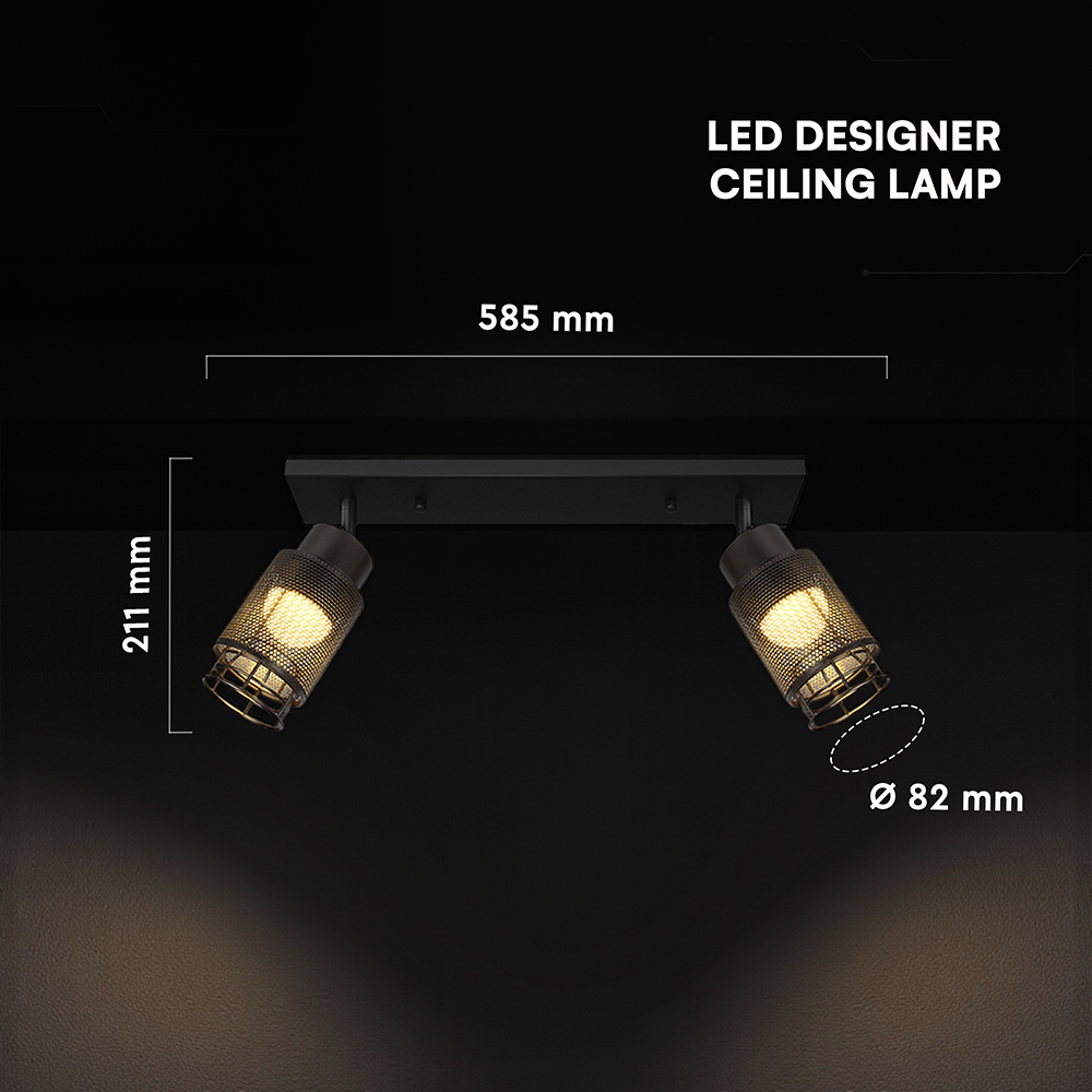 2X6W LED Decorative Ceiling Lamp (L400*W70*H30mm) 3000K Matt Black Body