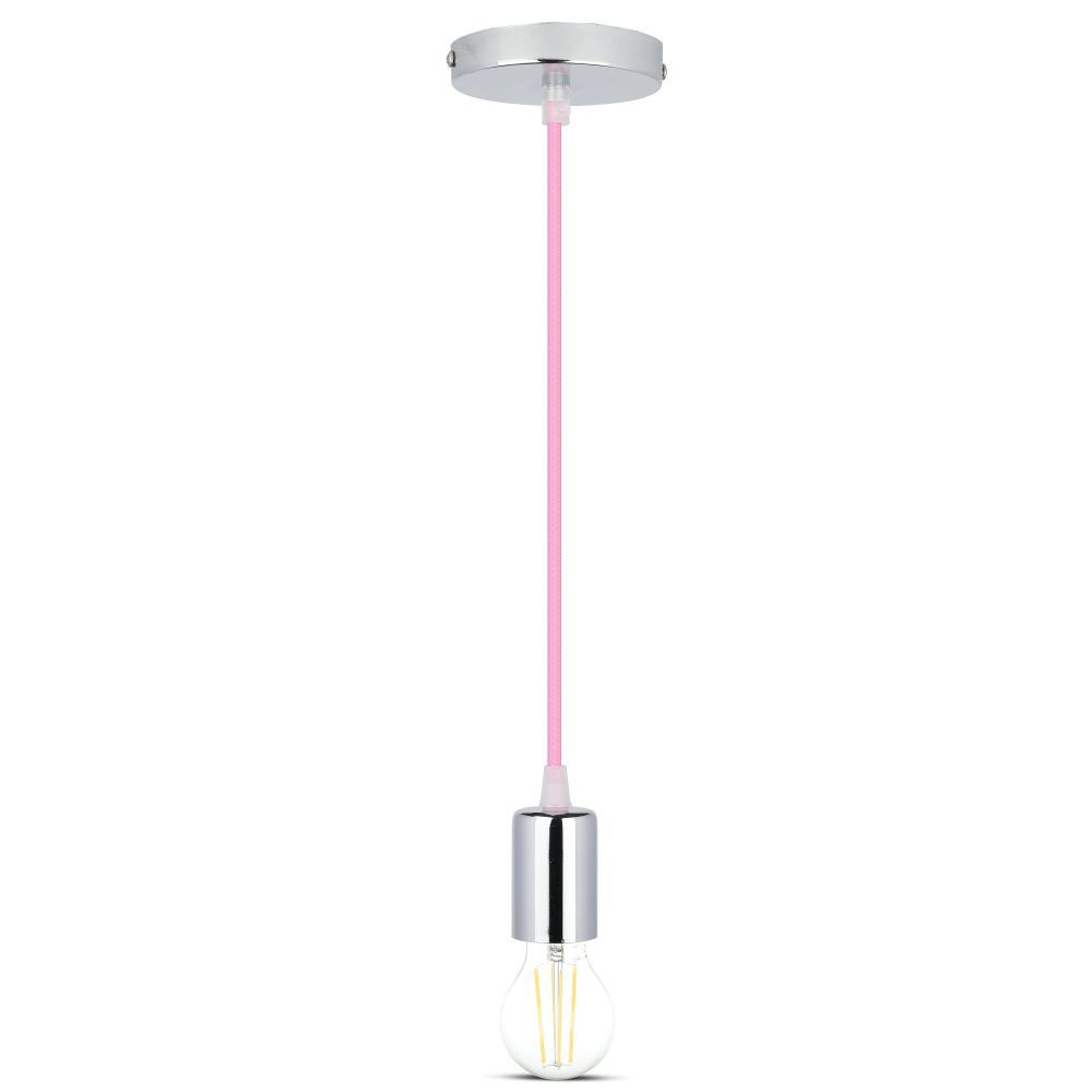 Lampadario con Portalampada Cromo Dome Rosa Chiaro Cavo img 2