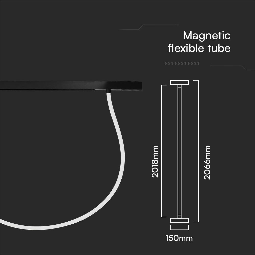 24W LED Magnetic Track Light Flexible Tube  2M CCT: 4000K Dimmable Black Body