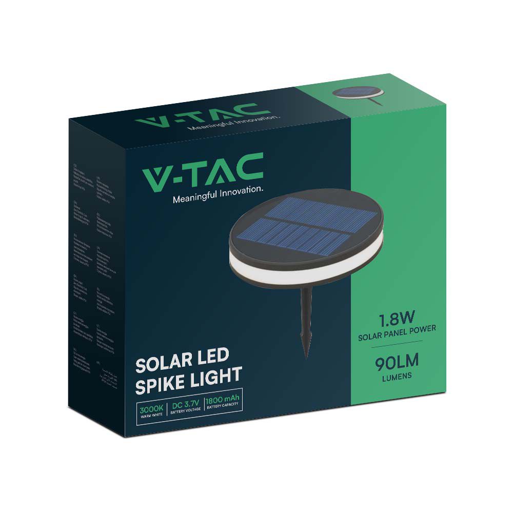 Piantana Solare LED da Giardino 2W con Picchetto Colore Nero e Nero 3000K