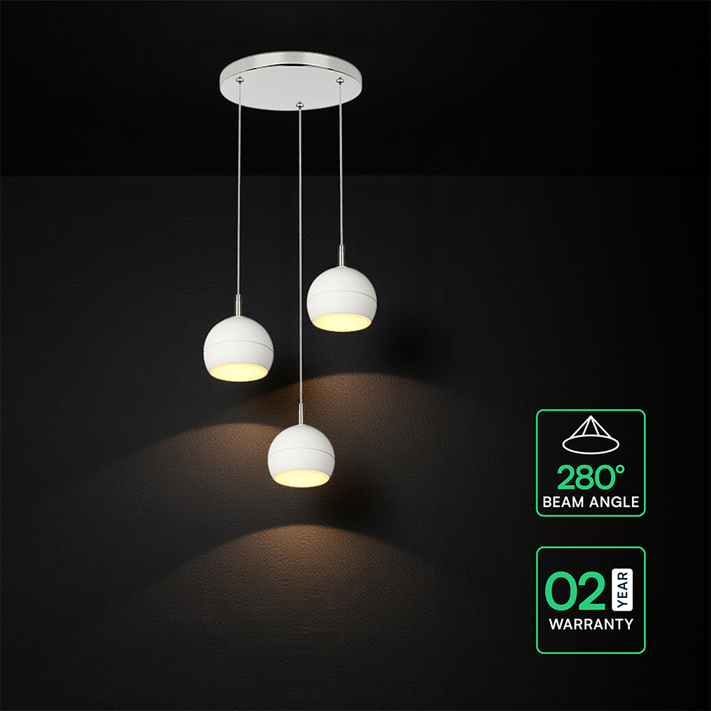 3X10W LED Decorative Hanging Lamp (D250*H30mm) 3000K Brushed Nickel+White img 2