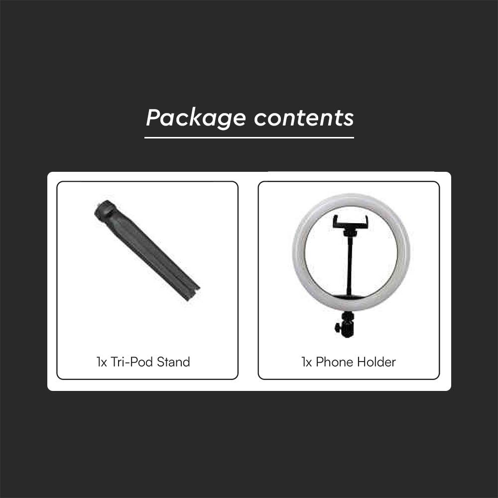 Lampada ad Anello 7W 26cm per Selfie e Riprese Video con Treppiede da Tavolo inclusa Pulsantiera e 1 Supporto per Telefono CCT Variabile 3200K-5500K img 3