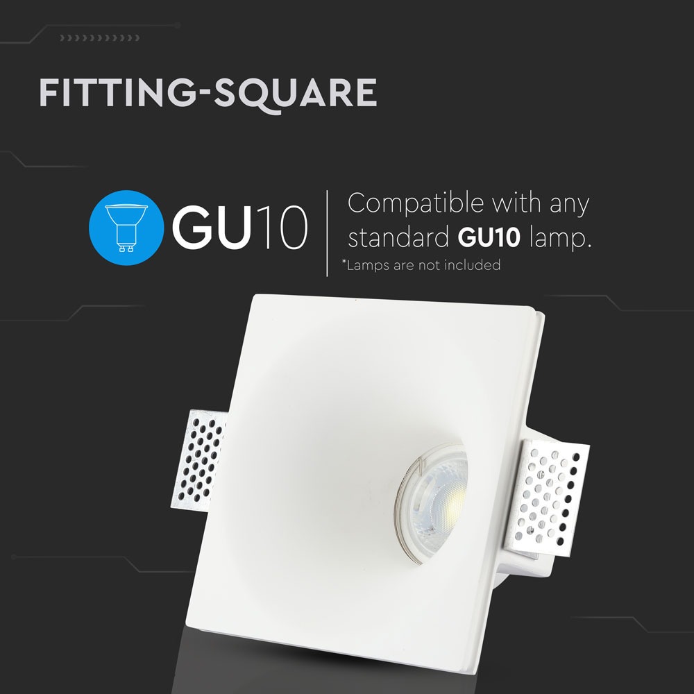 GU10 Corpo Quadrato Gesso Bianco 132 x 132 mm