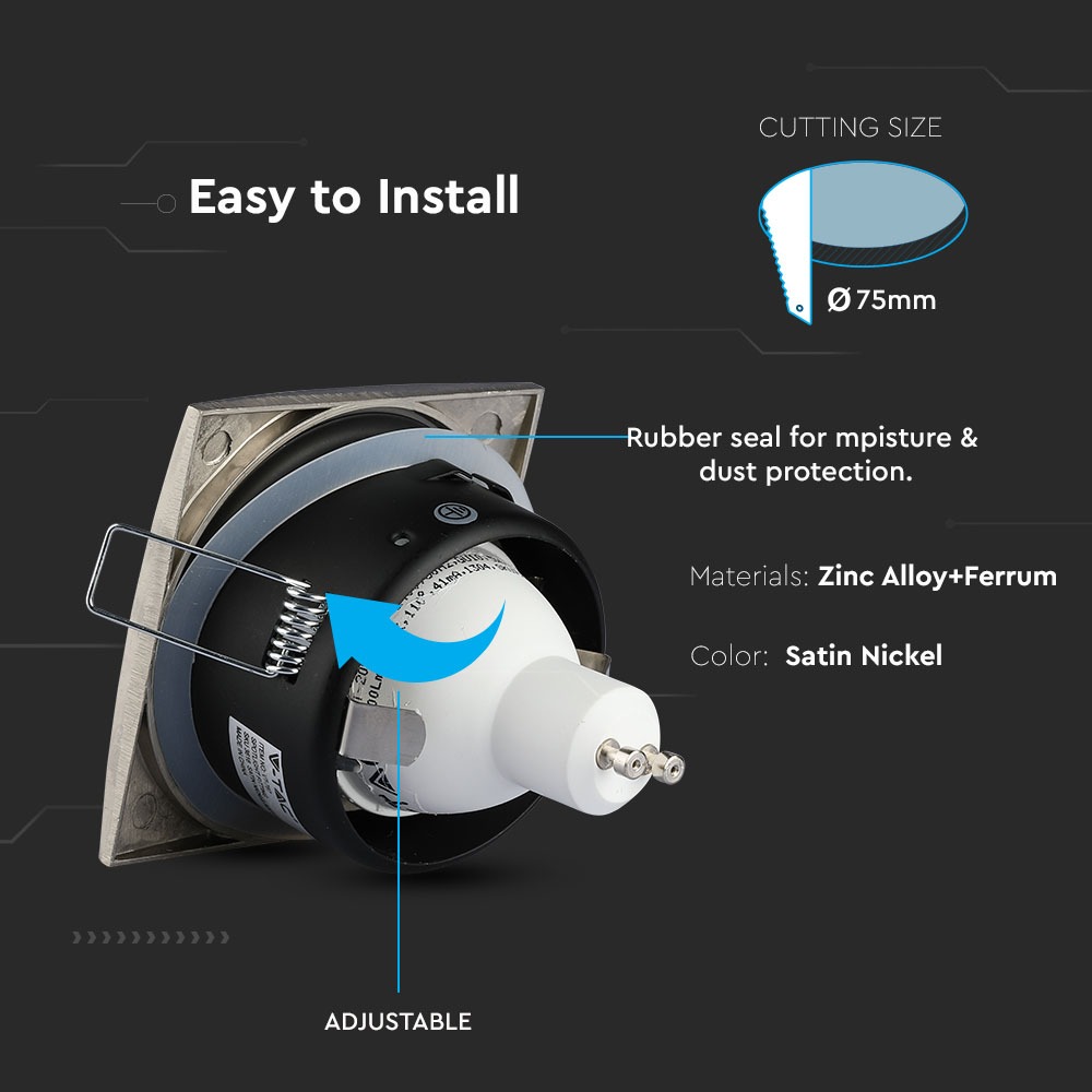 GU10 Corpo Quadrato Satin Nickel img 1