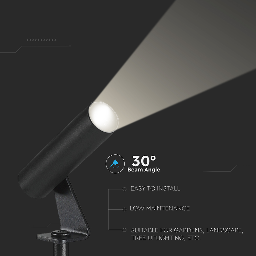 2W LED Spike Aluminum4000K Black Body IP65 Round img 3