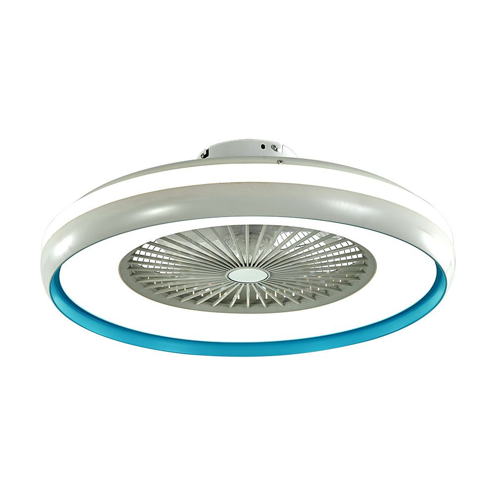 Ventilatore LED da Soffitto a Scatola con Motore a Corrente Alternata da 45W e Telecomando 3in1 Colore Grigio e Blu