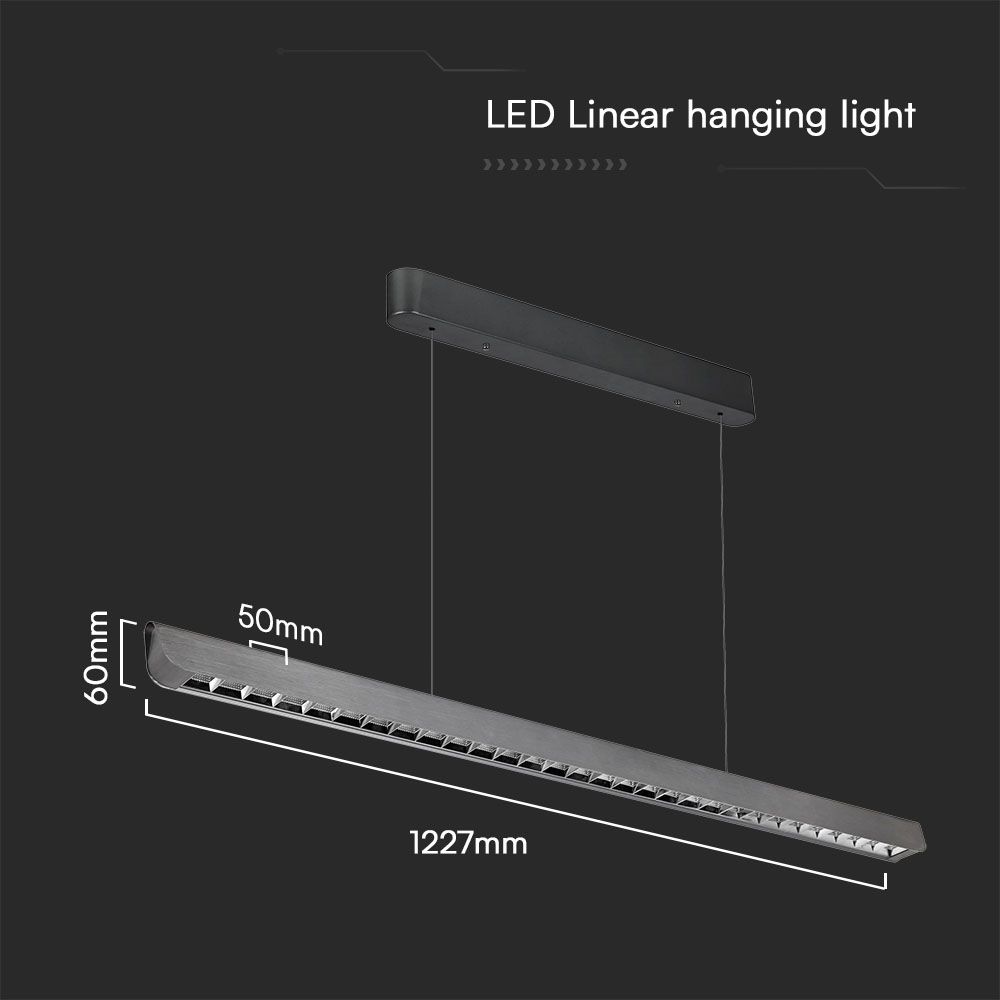 36W LED Linear Hanging Suspension Light Lens Type-CCT:3IN1 - Matte Grey