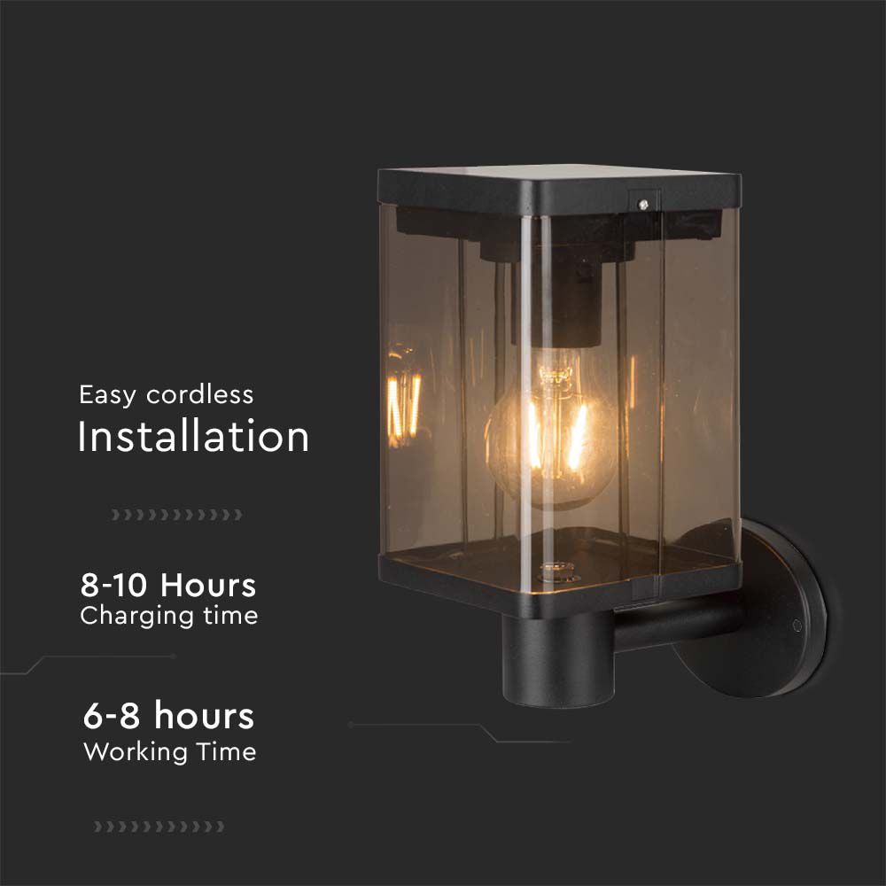 Lampada Solare LED da Giardino 2.5W con Sensore di Movimento a Microonde Montaggio a Muro Colore Nero  img 1