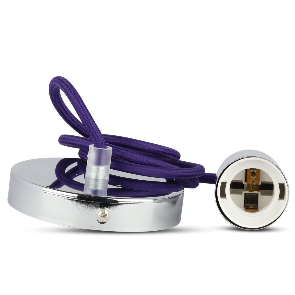 Lampadario con Portalampada Cromo Dome Viola Chiaro Cavo img 1