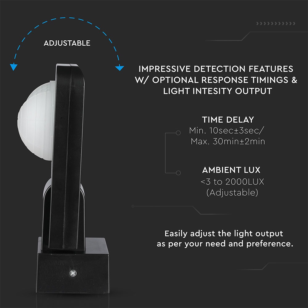 Infrared Sensore a movimento Nero 360gradi 1000W aggiustabile img 2