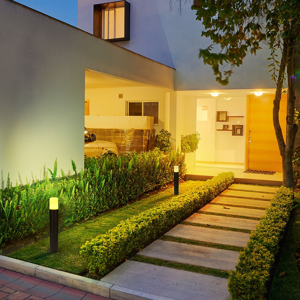 GU10 Garden Floor Lamp Corpo Nero in Alluminio Rotondo 80x80x500mm IP54