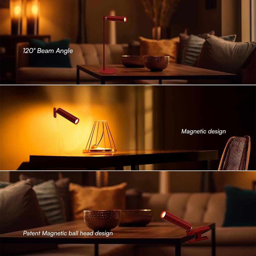 3W LED Magnetic Table Lamp 4000K Red Body img 3