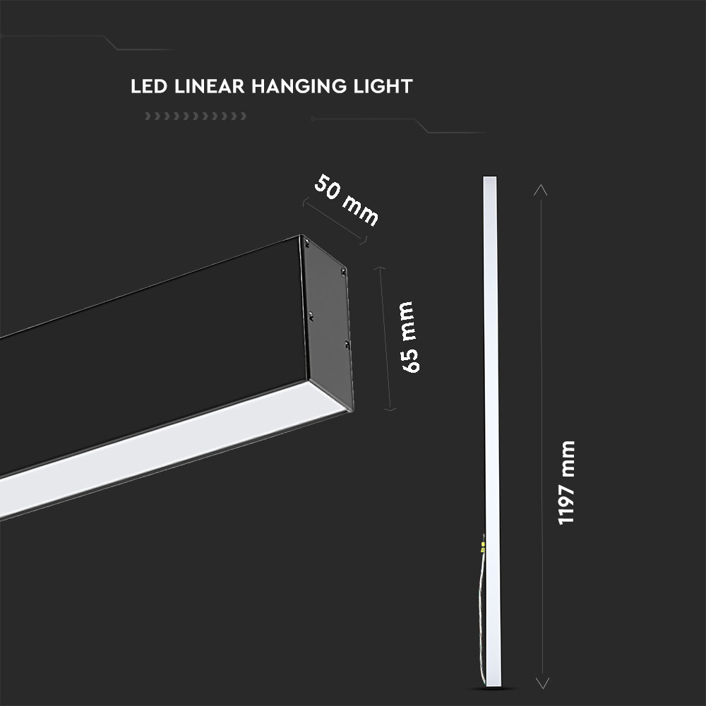 Luce lineare a LED SAMSUNG Chip 40W Corpo nero sospeso 3 in 1