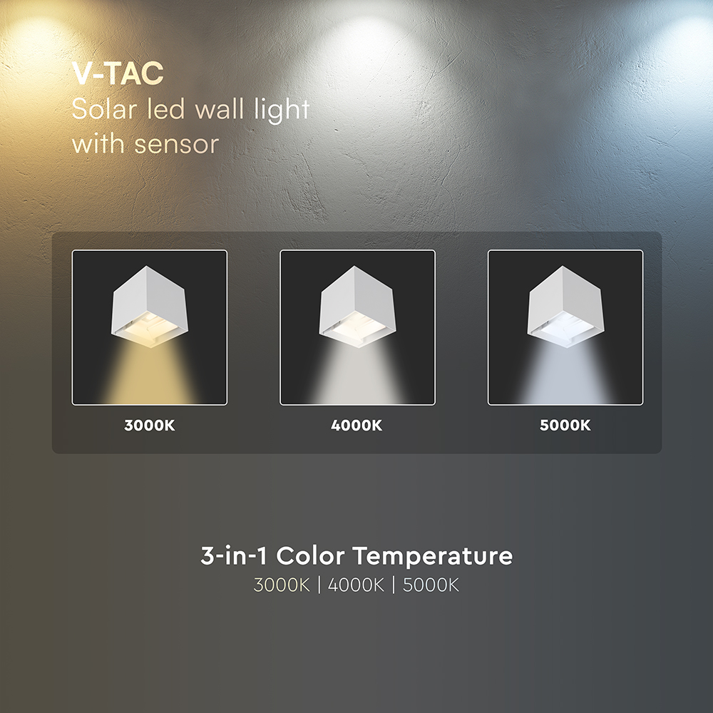 3W LED Solar Wall Light 3in1 White Body IP65 img 7