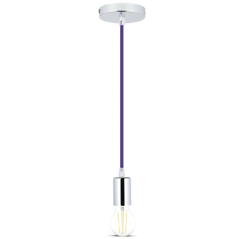 Lampadario con Portalampada Cromo Dome Viola Chiaro Cavo img 2