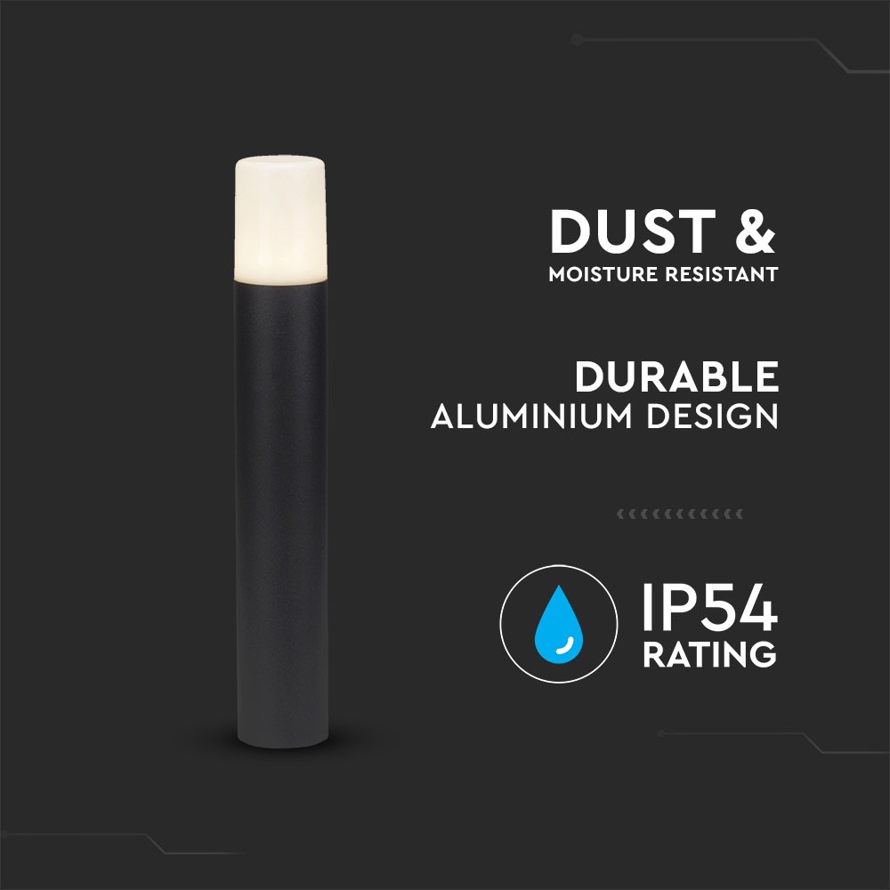 GU10 Garden Floor Lamp Corpo Nero in Alluminio Rotondo 80x80x500mm IP54