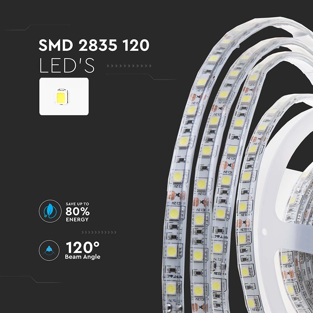 LED Strip SMD2835 - 120 LEDs 24V IP65 6400K  Double PCB 10M Roll img 1