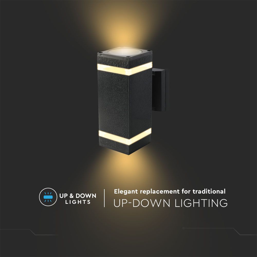  Wall Light Black Body IP44 E27 Square img 1