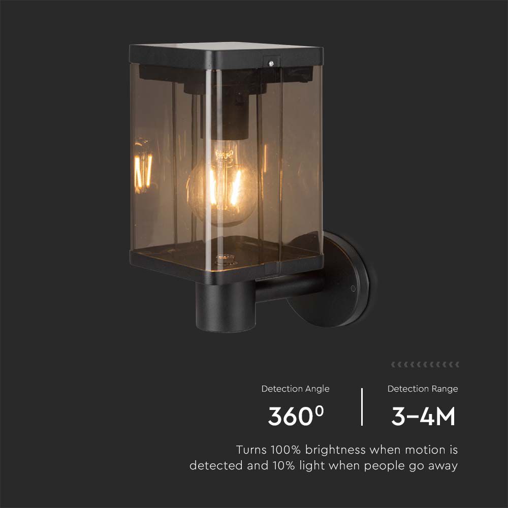 Lampada Solare LED da Giardino 2.5W con Sensore di Movimento a Microonde Montaggio a Muro Colore Nero  img 3