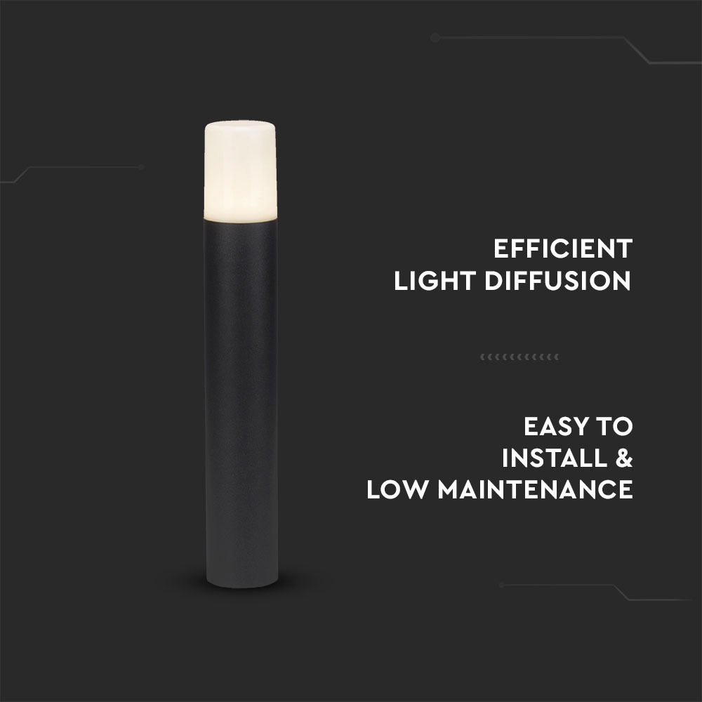 GU10 Garden Floor Lamp Corpo Nero in Alluminio Rotondo 80x80x500mm IP54 img 2