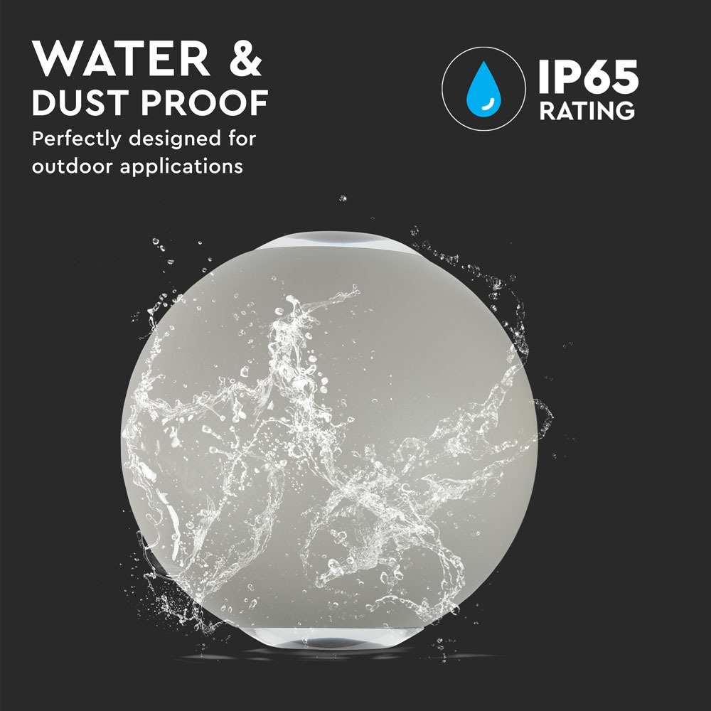 6W LED Wall Light Corpo Grigio Rotondo IP65 3000K img 1