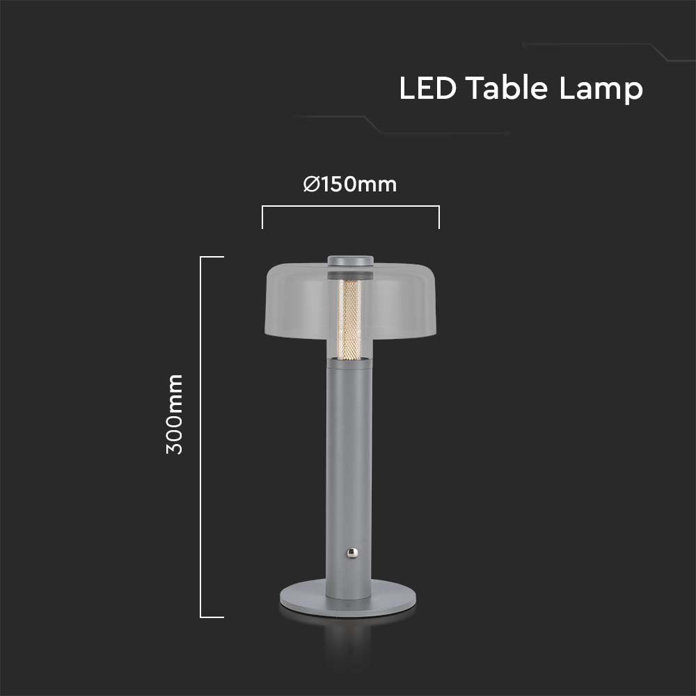 LED Lampada da Tavolo Ricaricabile 3 in 1 Corpo grigio