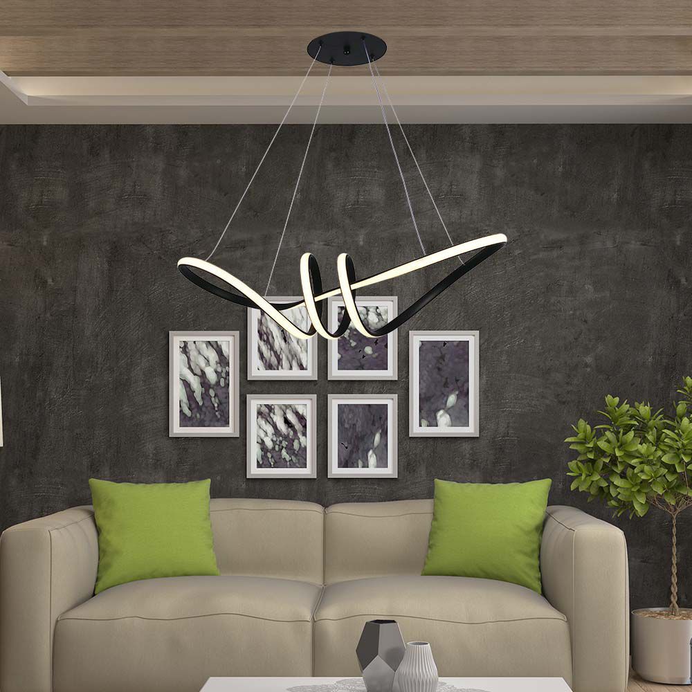 Lampadario LED a Sospensione 24W in Metallo dal Design Moderno 72x30cm Coloro Nero 3000K img 1