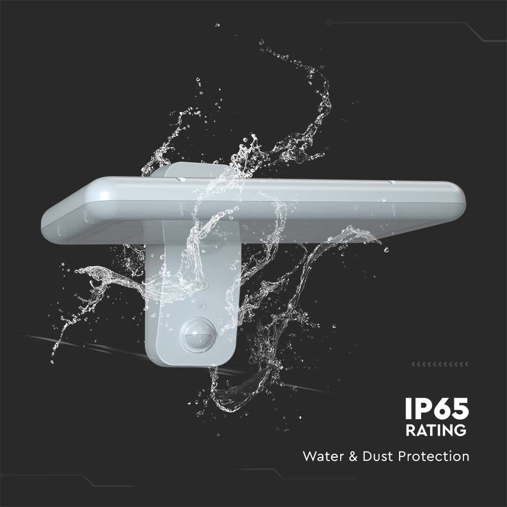 Lampada LED Solare 15W da Muro Rettangolare con Batteria LiFePO4 3.2V Colore Bianco CCT: 6000K+4000K IP65 img 8