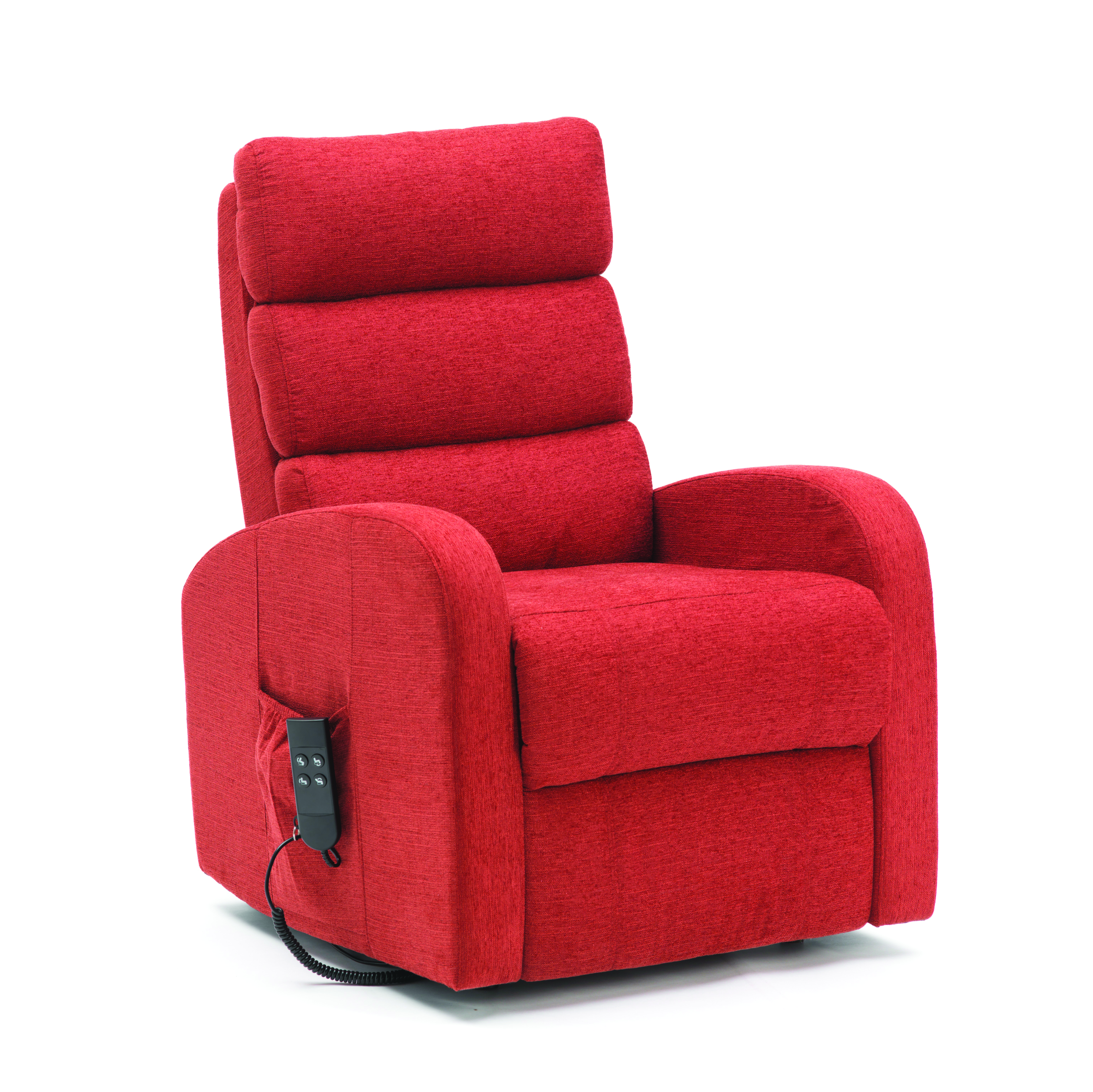 Three Tier Back Fabric Single Motor Riser Recliner in Terracotta