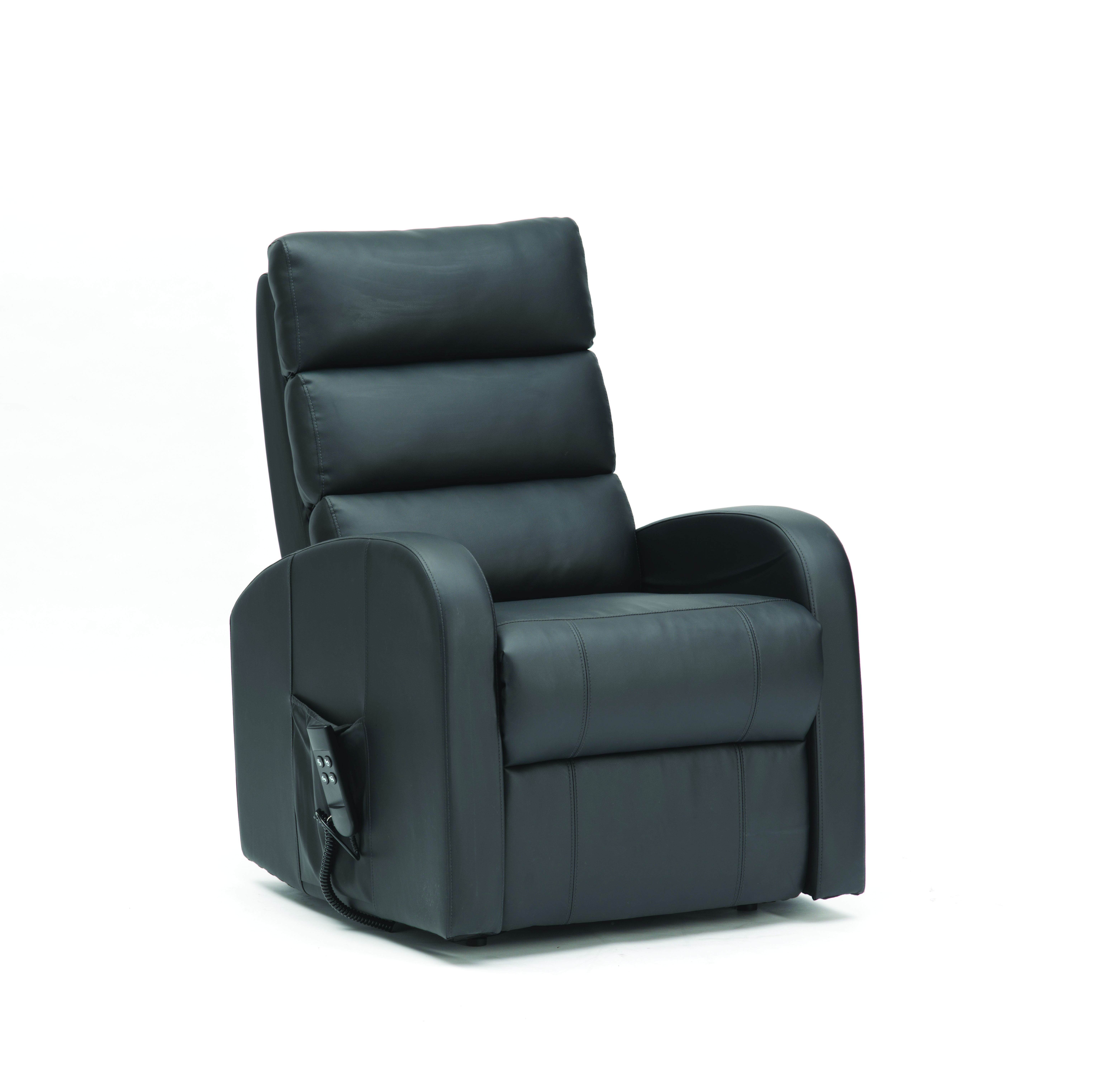 Three Tier Back PU Dual Motor Riser Recliner in Black