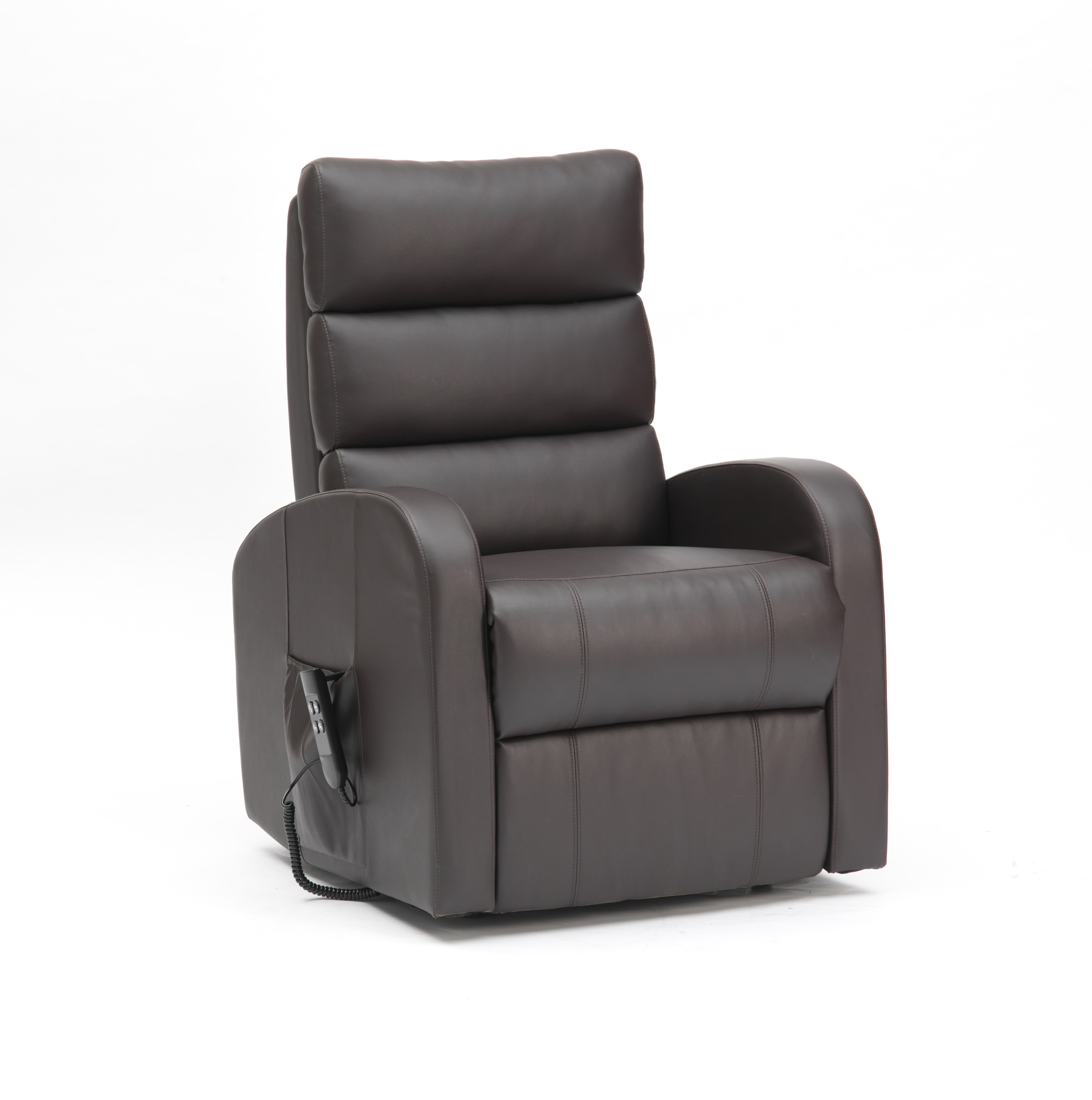 Three Tier Back PU Single Motor Riser Recliner in Brown