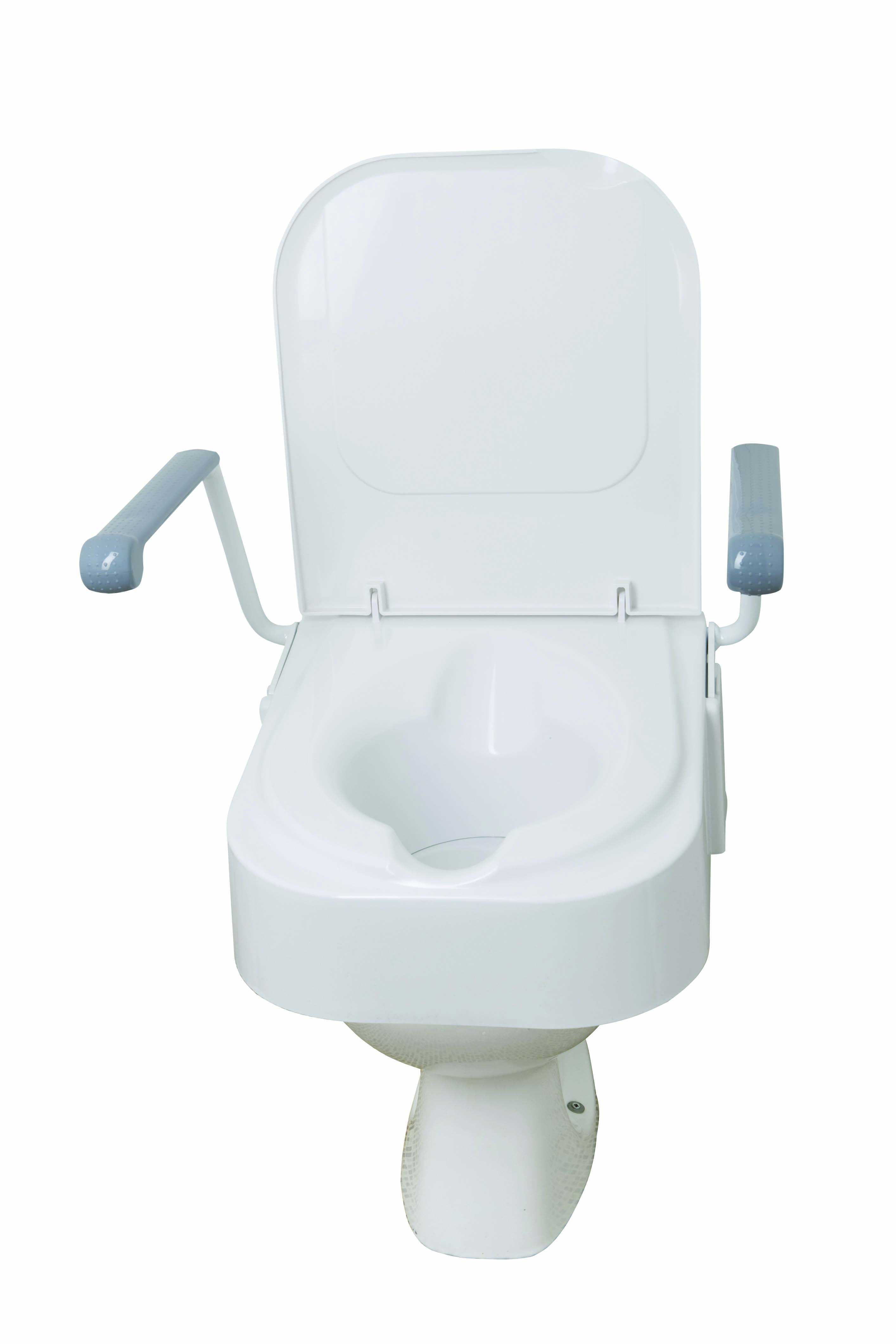 Raised Toilet Seat With Arms & Lid