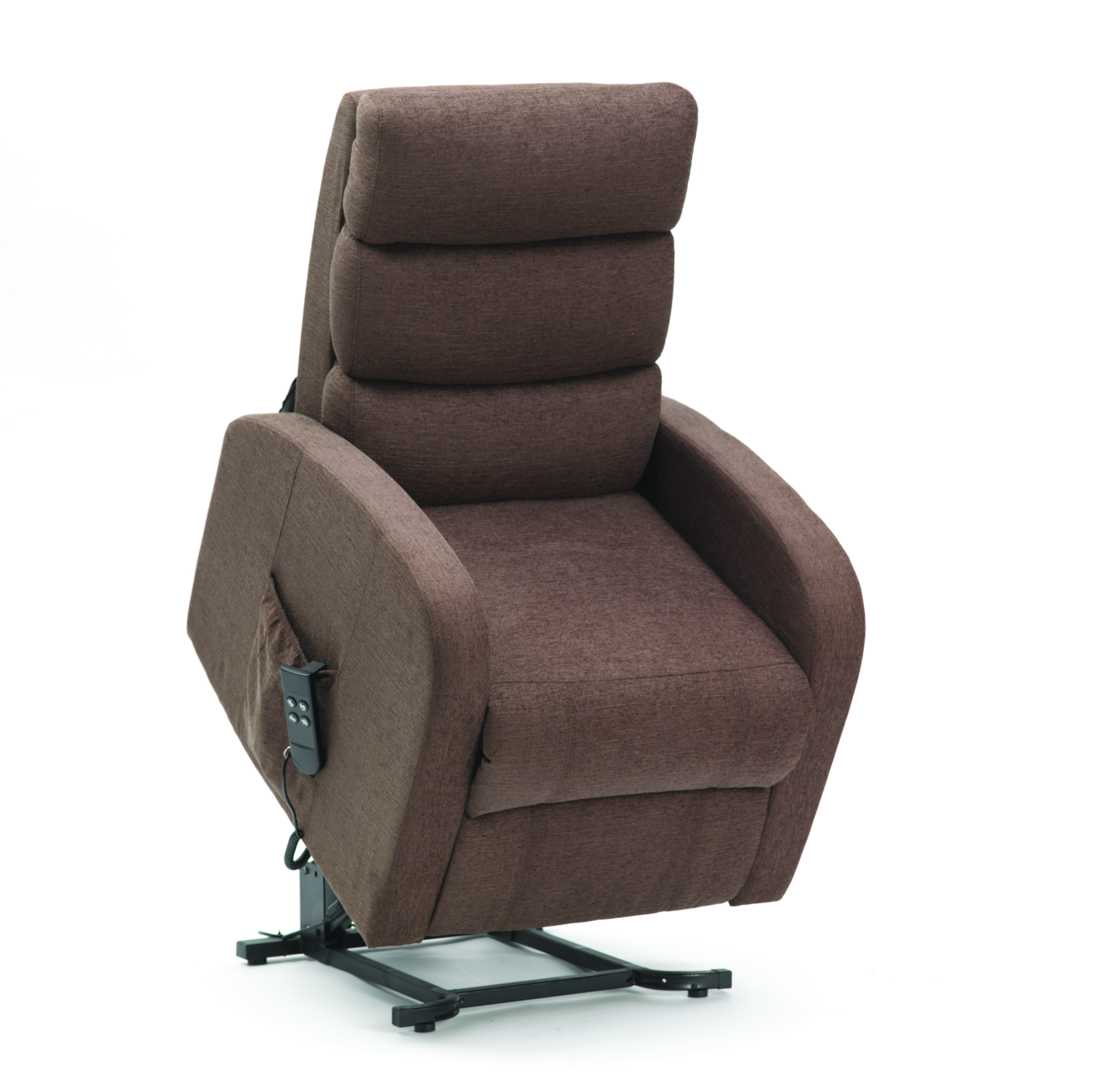 Three Tier Back Fabric Dual Motor Riser Recliner in Brown