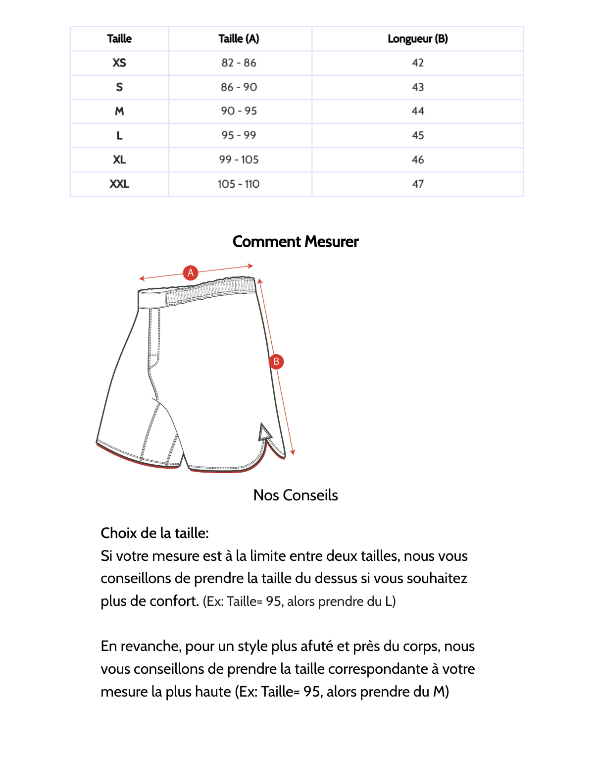 Guide de taille 1