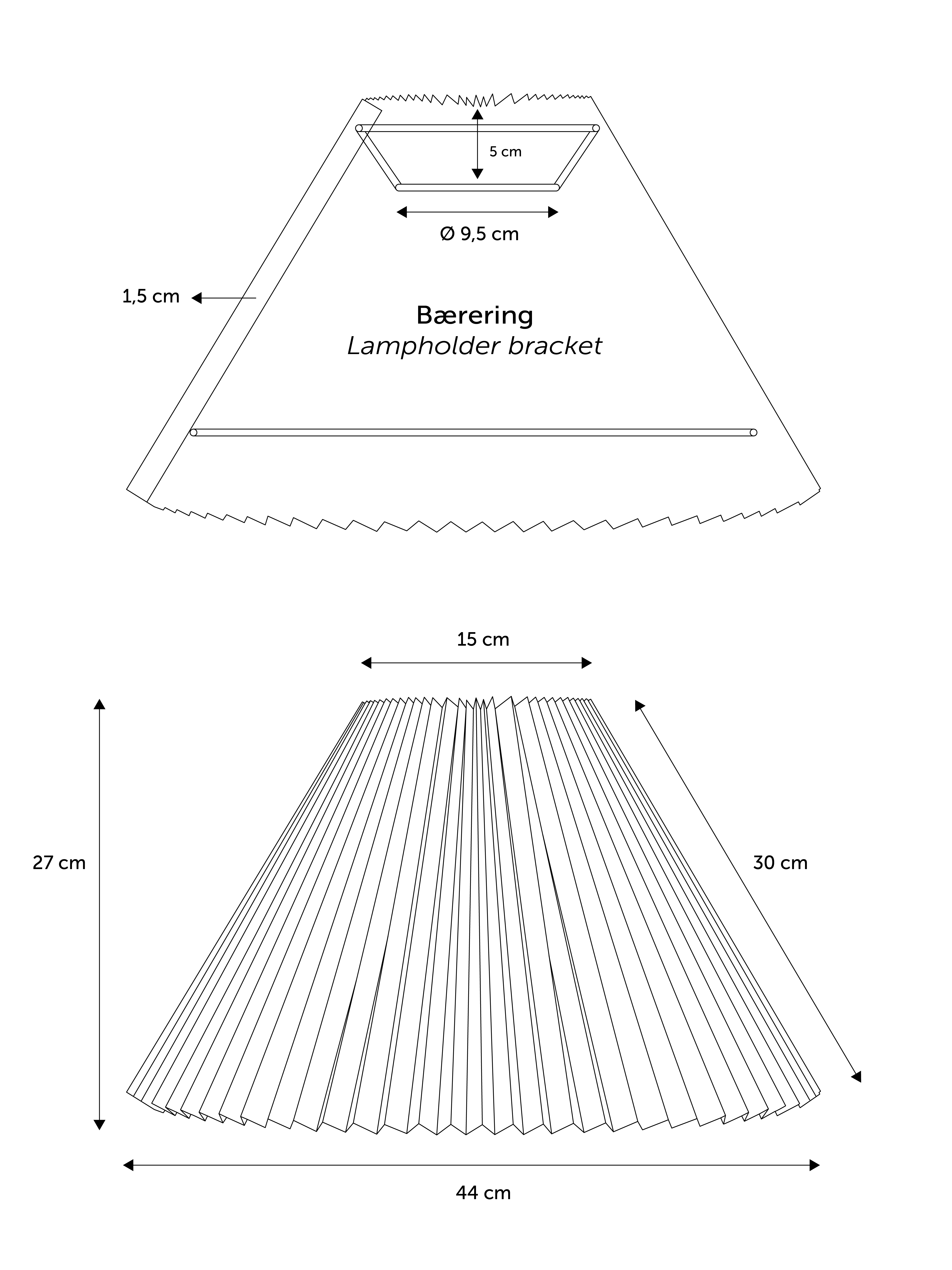 Emma Hacienda Plisseskærm 30 cm. Sort Måltegning