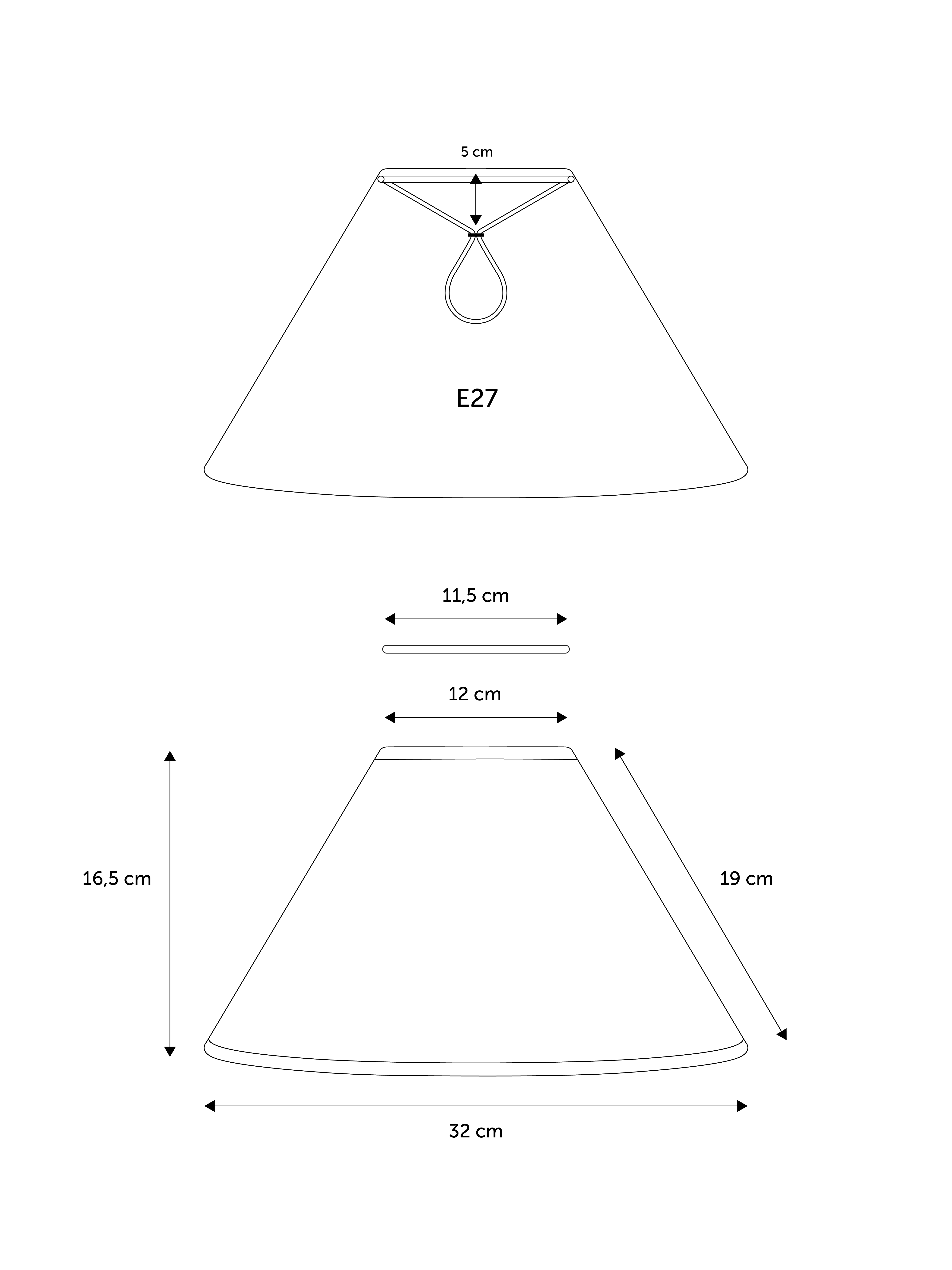 Emma Casa Lampeskærm 19 cm. Blå Måltegning