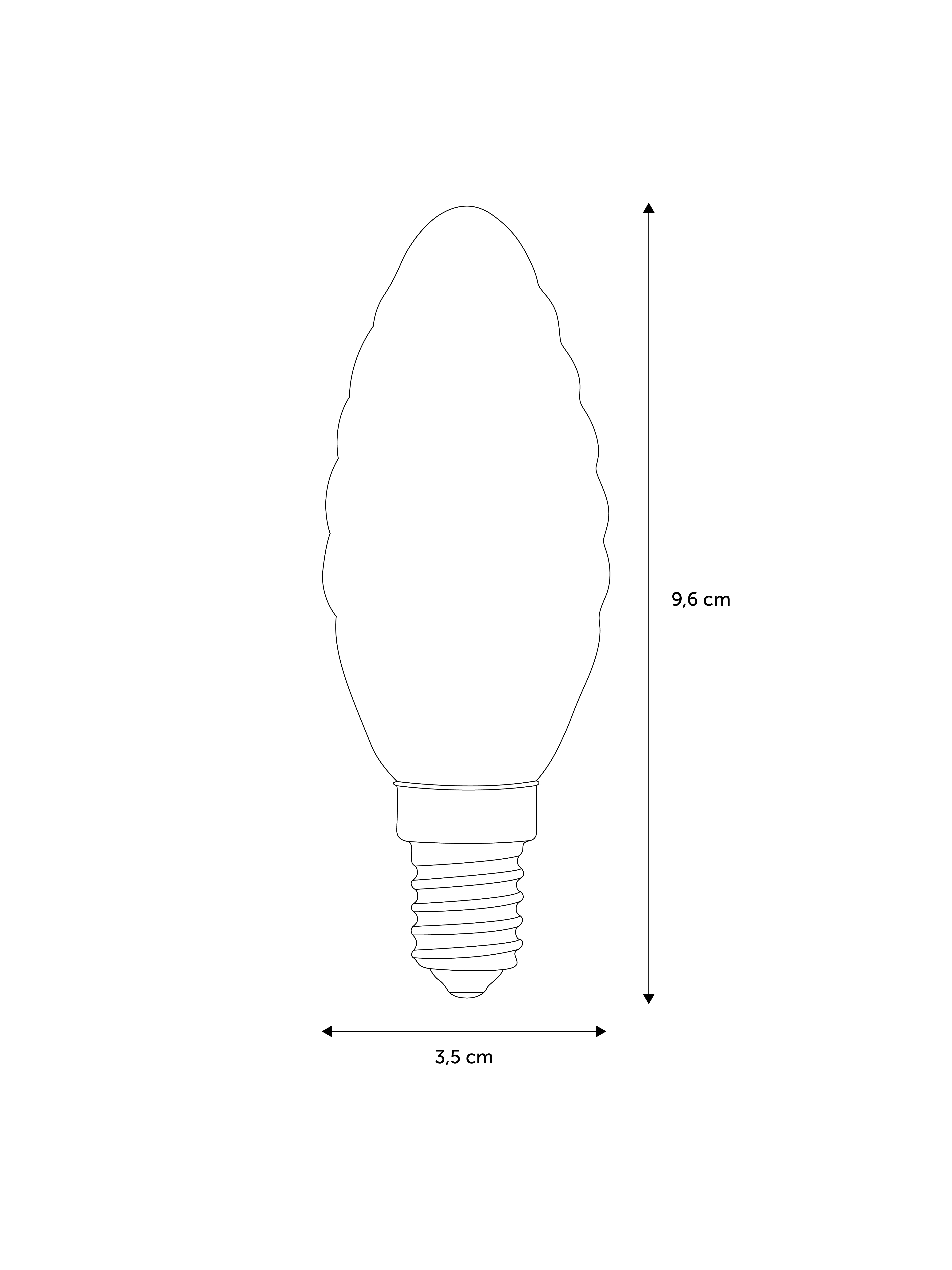 Snoet LED kertepære 3W Gyldent glas Måltegning