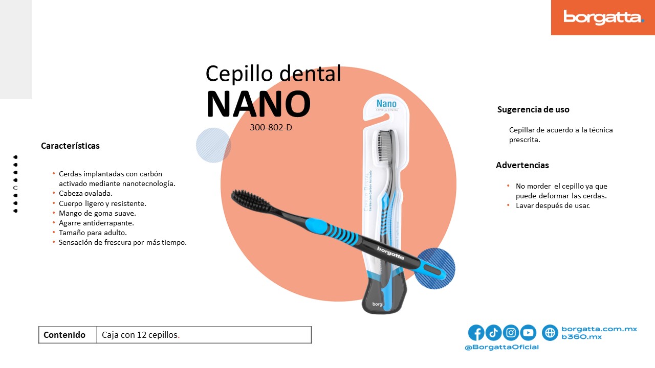 Cepillo dental en plástico Nano con cerda mediana (caja)