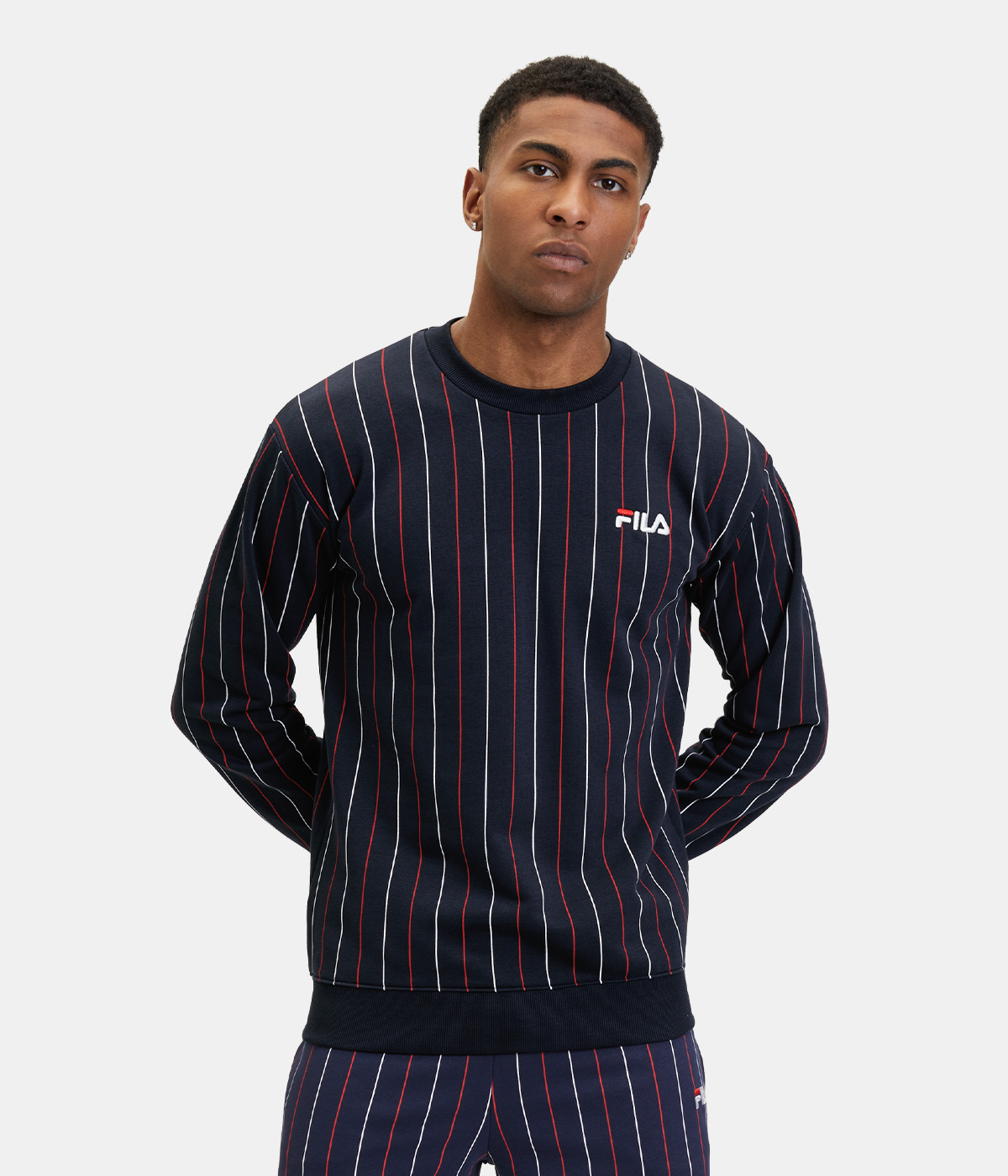 Fila Sweater Lobito pinstriped crew Black Iris Two Color Stiped