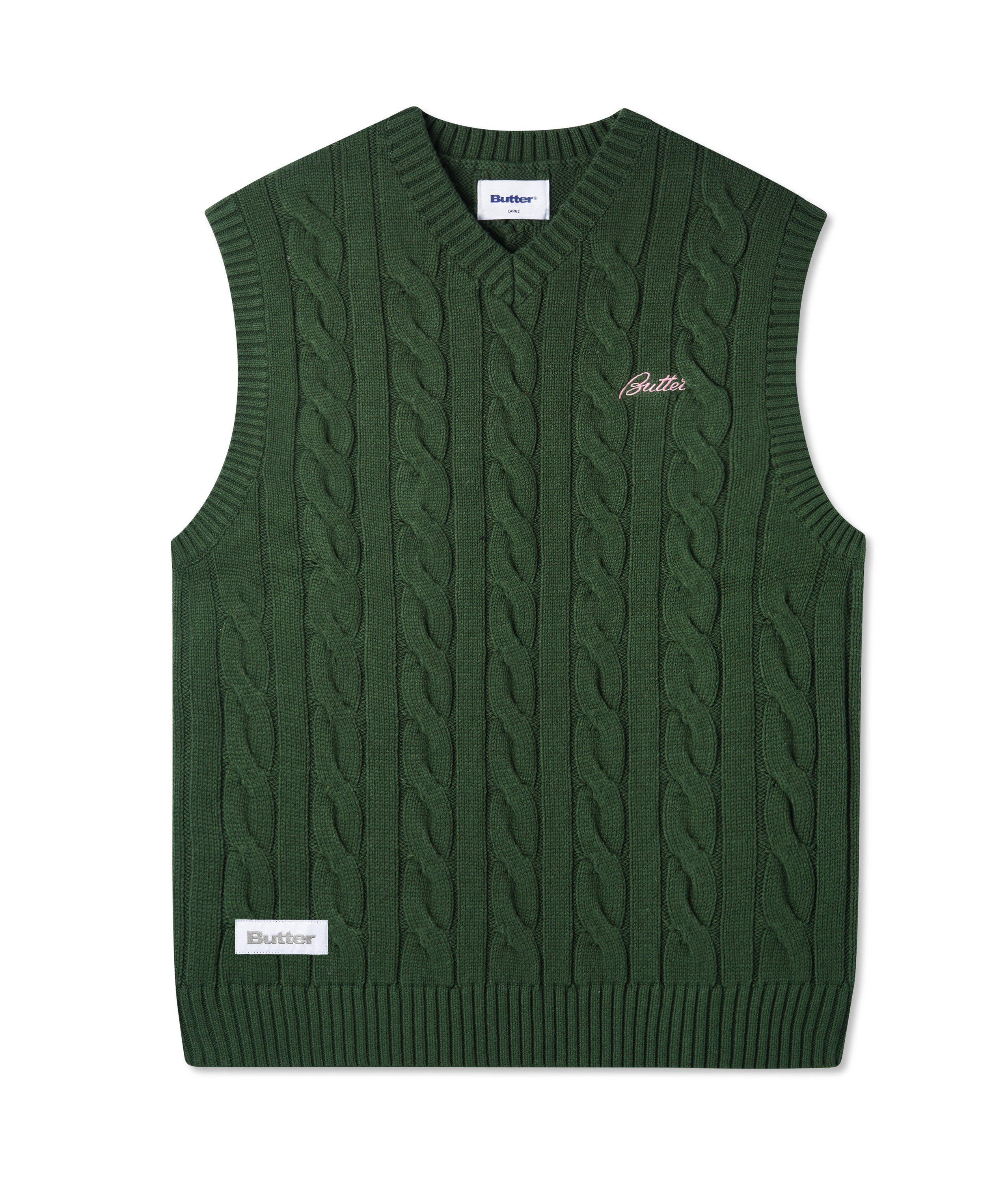 Butter Goods - Cable Knit Vest - Forest - L