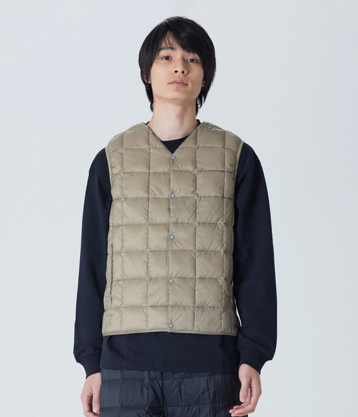 Taion - Jacket Vest V Neck Button Down - Khaki - XL