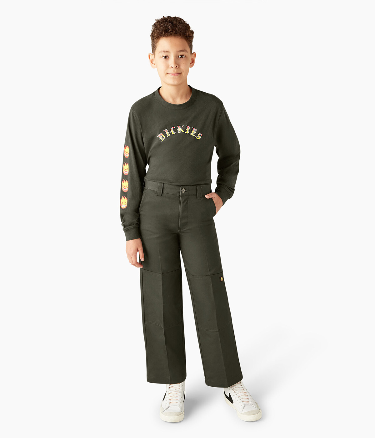 Dickies Pants Kids Double Knee - Dickies X Spitfire Olive Green