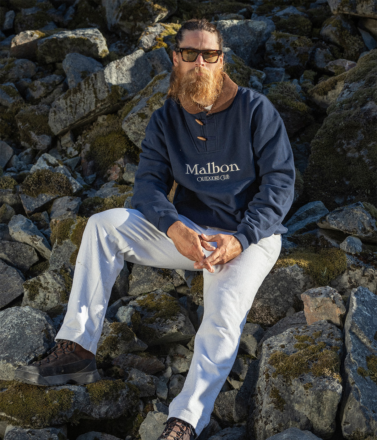 Malbon Golf Flint Shawl トレーナー Ivory Navy 送料込み malbon-golf-sweater-flint-