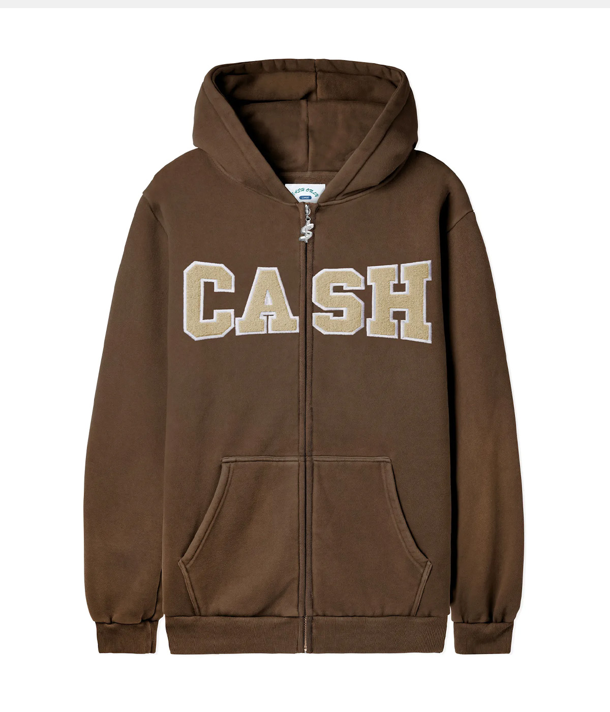 Cash Only - Zip Hoodie Campus Zip-Thru - Brown - S