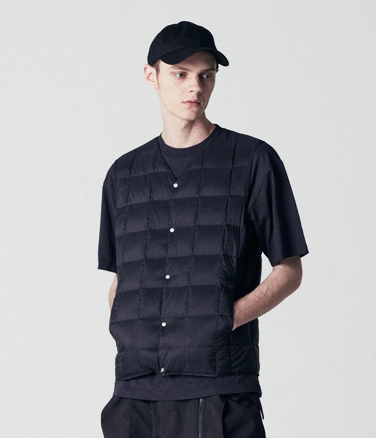 Taion - Jacket Vest V Neck Button Down - Black - XL